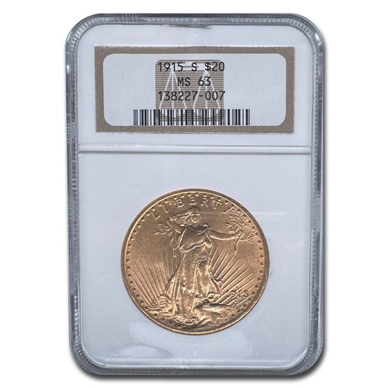 1915-S $20 Saint-Gaudens Gold Double Eagle MS-63 NGC 1915-S $20 Saint-Gaudens Gold Double Eagle MS-63 NGC
